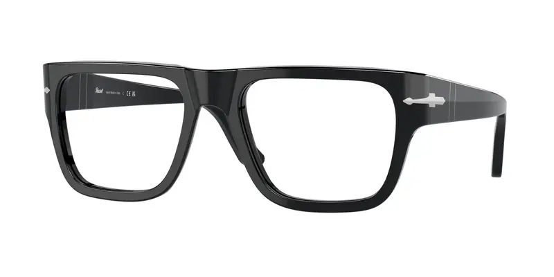 Persol Unisex PO3348V  95 Montature da vista Acetato Nero Trasparente Squadrata Normale