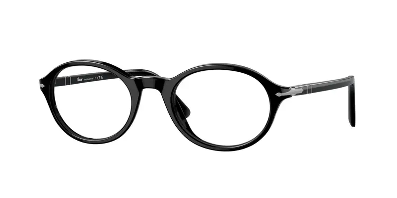Unisex PO3351V 95 Montature da vista Acetato Nero Trasparente Rotonda Normale