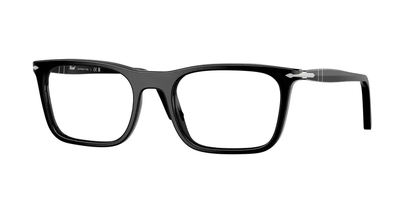 Unisex PO3358V 95 Montature da vista Acetato Nero Trasparente Squadrata Normale