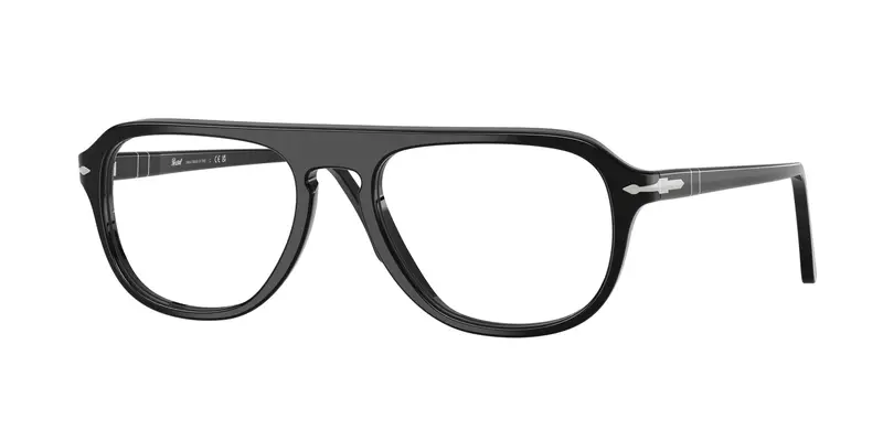 Persol Unisex PO3368V  95 Montature da vista Acetato Nero Trasparente Pilot Normale
