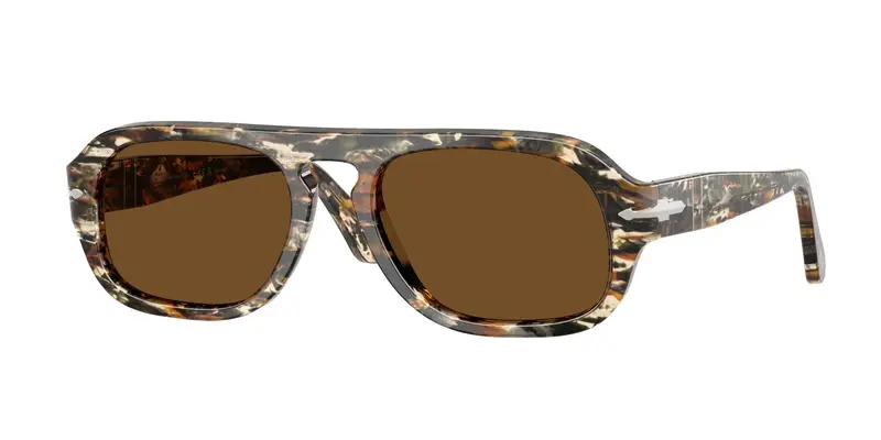 Persol Unisex PO3369S  122157 Occhiali da sole Acetato Multi-colore Marrone Pilot Polarizzata