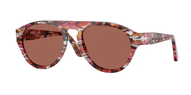Persol Unisex PO3370S  1220H2 Occhiali da sole Acetato Multi-colore Marrone Pilot Normale