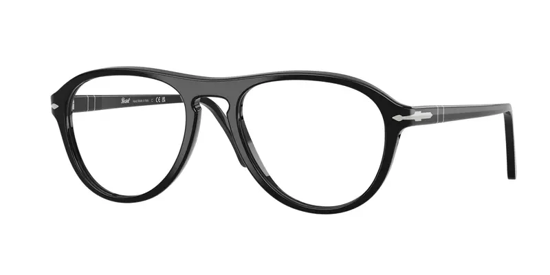 Persol Unisex PO3371V LYNN 95 Montature da vista Acetato Nero Trasparente Pilot Normale