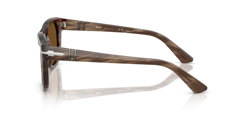 Persol Unisex PO3372S 120857 Occhiali da sole Acetato Tartaruga Marrone Squadrata Polarizzata miniatura 3