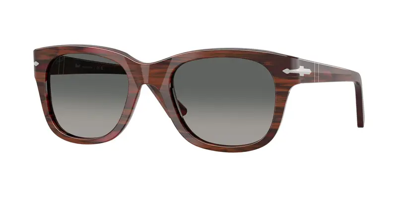 Persol Unisex PO3372S  122371 Occhiali da sole Acetato Bordeaux Grigio Squadrata Normale Sfumato