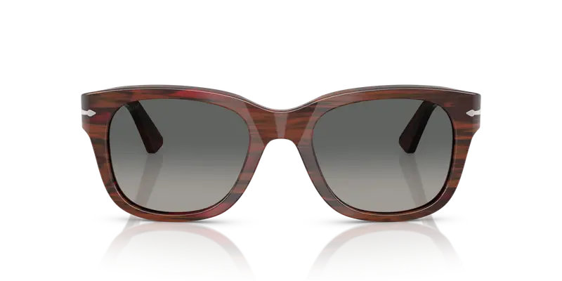 Persol Unisex PO3372S 122371 Occhiali da sole Acetato Bordeaux Grigio Squadrata Normale Sfumato miniatura 2