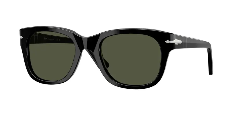 Persol Unisex PO3372S  95/31 Occhiali da sole Acetato Nero Verde Squadrata Normale