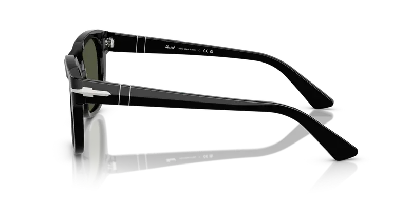 Persol Unisex PO3372S 95/31 Occhiali da sole Acetato Nero Verde Squadrata Normale miniatura 3