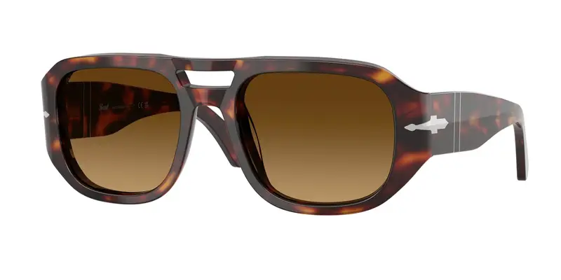 Persol Unisex PO3373S VINCENT 24/85 Occhiali da sole Acetato Tartaruga Marrone Pilot Normale Sfumato