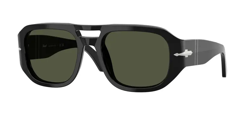 Persol Unisex PO3373S VINCENT 95/31 Occhiali da sole Acetato Nero Verde Pilot Normale