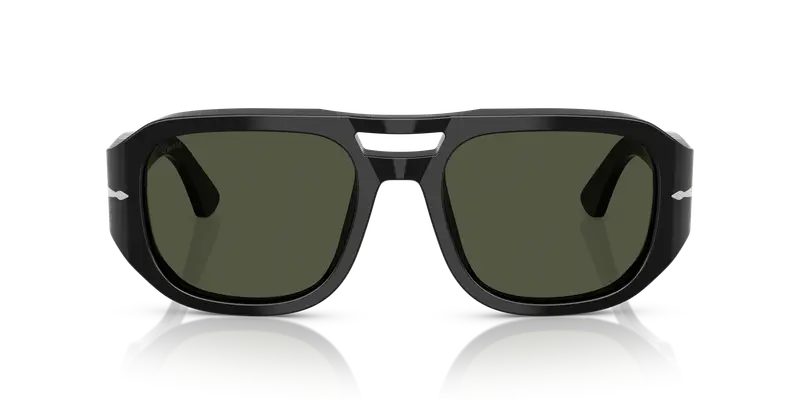 Persol Unisex PO3373S VINCENT 95/31 Occhiali da sole Acetato Nero Verde Pilot Normale miniatura 2