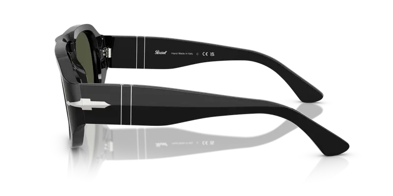 Persol Unisex PO3373S VINCENT 95/31 Occhiali da sole Acetato Nero Verde Pilot Normale miniatura 3