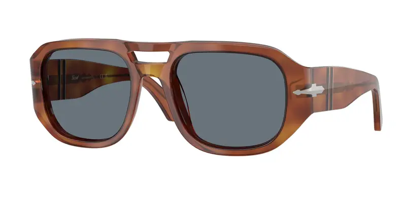 Persol Unisex PO3373S VINCENT 96/56 Occhiali da sole Acetato Marrone Blu Pilot Normale
