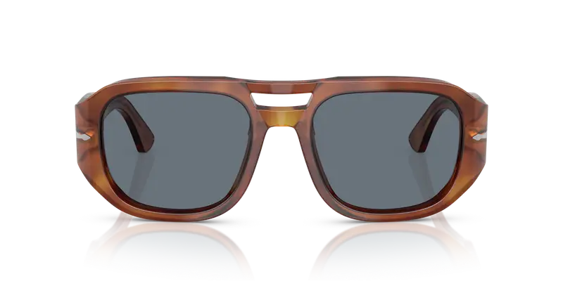 Persol Unisex PO3373S VINCENT 96/56 Occhiali da sole Acetato Marrone Blu Pilot Normale miniatura 2