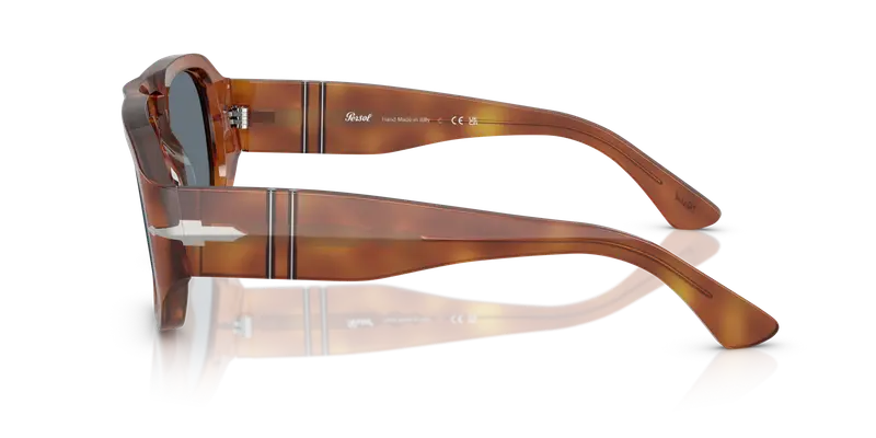 Persol Unisex PO3373S VINCENT 96/56 Occhiali da sole Acetato Marrone Blu Pilot Normale miniatura 3