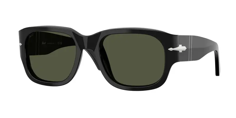 Persol Unisex PO3380S  95/31 Occhiali da sole Acetato Nero Verde Squadrata Normale