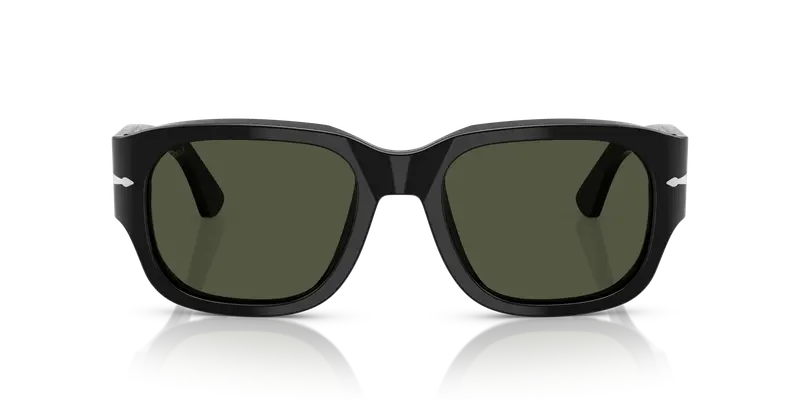 Persol Unisex PO3380S 95/31 Occhiali da sole Acetato Nero Verde Squadrata Normale miniatura 2