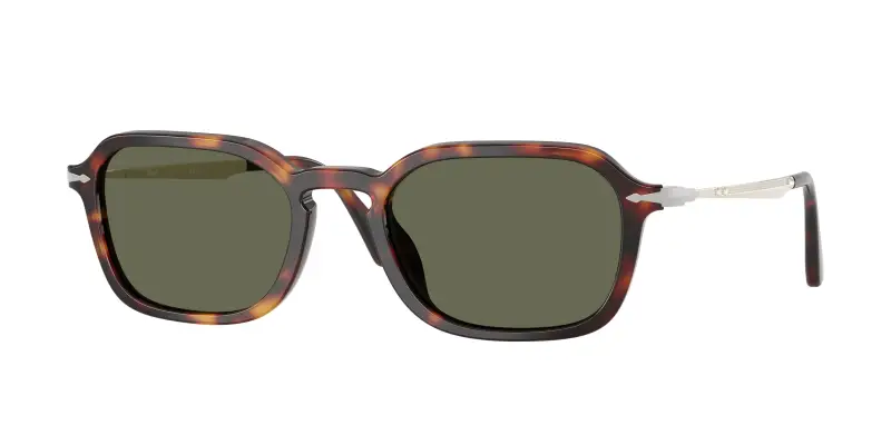 Unisex PO3381S 24/58 Occhiali da sole Acetato Tartaruga Verde Pantos Polarizzata
