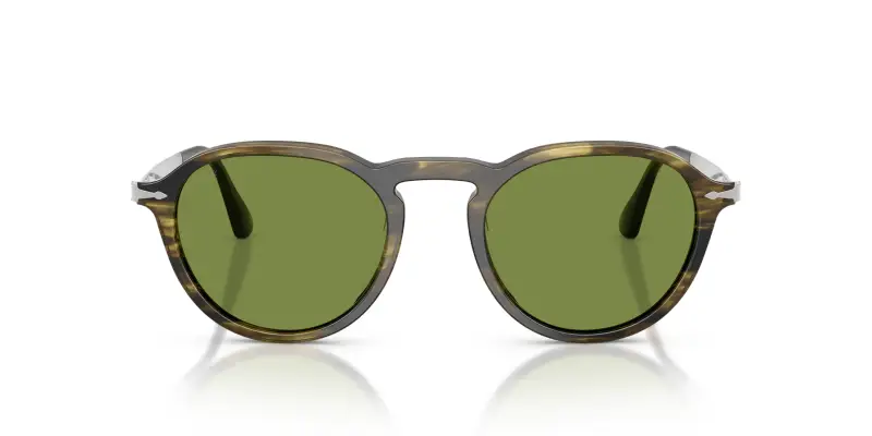Unisex PO3383S 12374E Occhiali da sole Acetato Verde Verde Pantos Normale miniatura 3