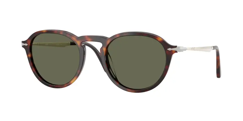 Unisex PO3383S 24/58 Occhiali da sole Acetato Tartaruga Verde Pantos Polarizzata