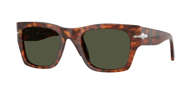 Unisex PO3384S 24/31 Occhiali da sole Acetato Tartaruga Verde Squadrata Normale