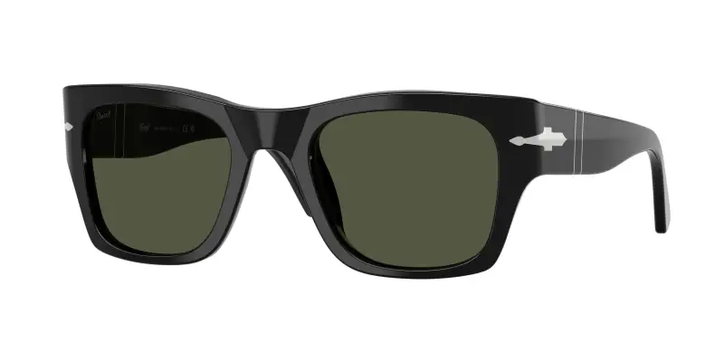 Unisex PO3384S 95/31 Occhiali da sole Acetato Nero Verde Squadrata Normale