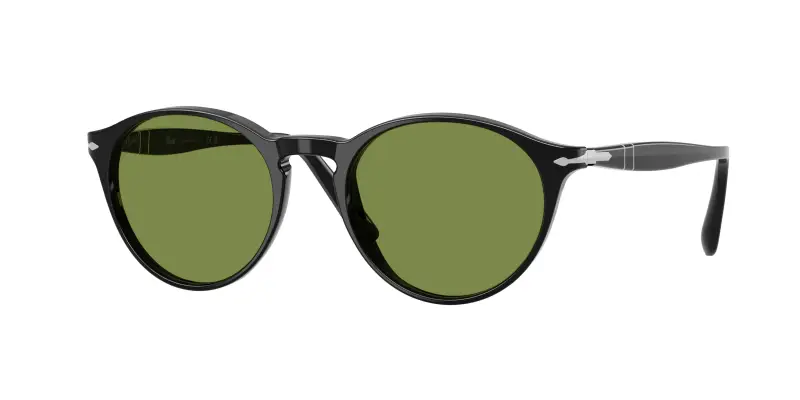Uomo Persol PO3092SM 95/4E Occhiali da sole Acetato Nero Verde Rotonda Normale