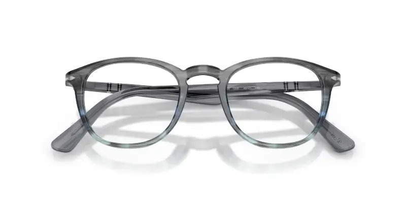Uomo Persol PO3143V 1205 Montature da vista Acetato Grigio Trasparente Rotonda Normale miniatura 2