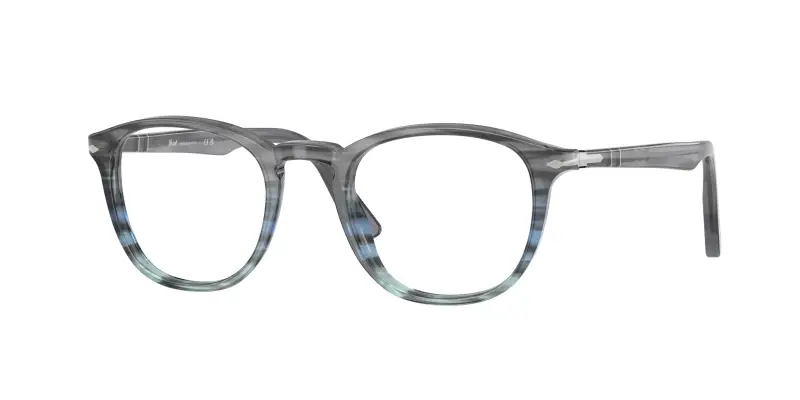 Uomo Persol PO3143V 1205 Montature da vista Acetato Grigio Trasparente Rotonda Normale