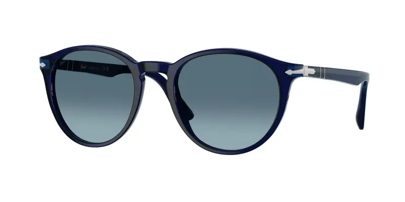 Uomo Persol PO3152S 181/Q8 Occhiali da sole Acetato Blu Blu Rotonda Normale Sfumato