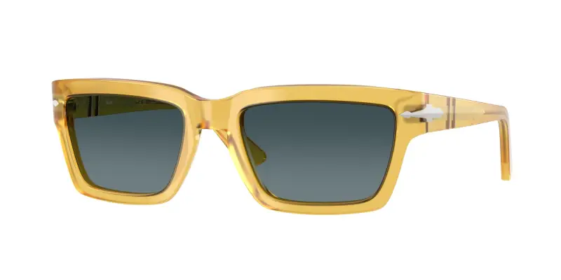 Uomo Persol PO3363S 204/S3 Occhiali da sole Acetato Giallo Blu Squadrata Polarizzata Sfumato