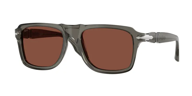 Uomo Persol PO8002S 1103C5 Occhiali da sole Acetato Grigio Rosso Squadrata Normale