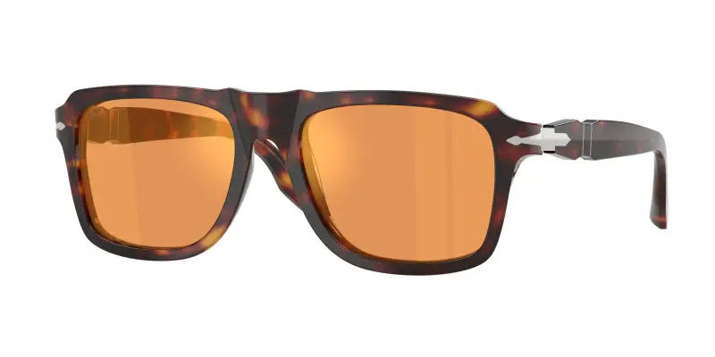 Uomo Persol PO8002S 24/3L Occhiali da sole Acetato Tartaruga Giallo Squadrata Specchiate