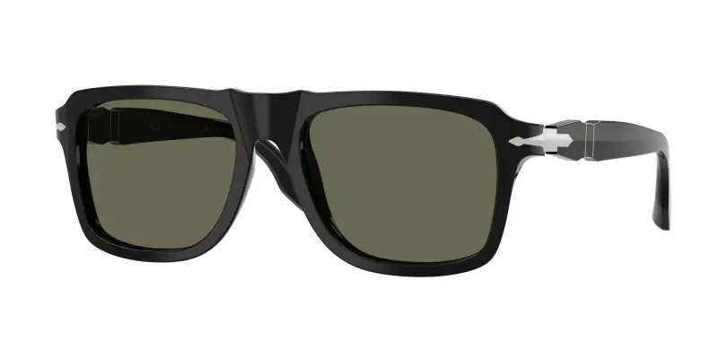 Uomo Persol PO8002S 95/58 Occhiali da sole Acetato Nero Verde Squadrata Polarizzata