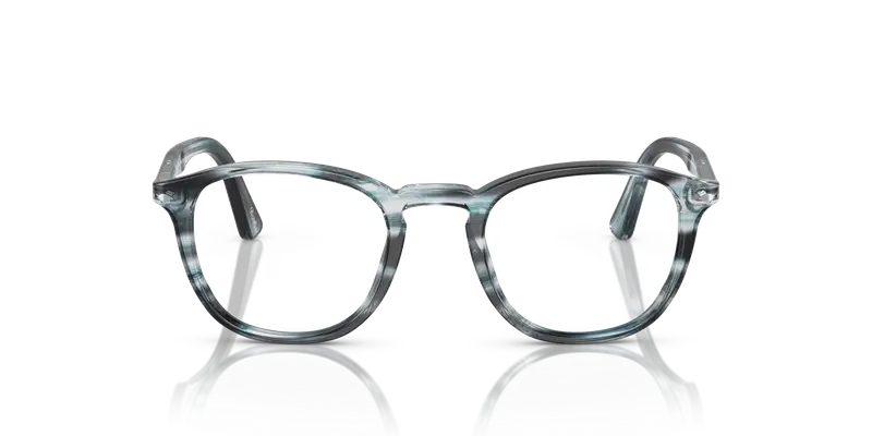 Persol Uomo PO3143V 1051 Montature da vista Acetato Grigio Trasparente Rotonda Normale miniatura 2