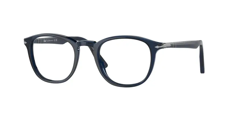 Persol Uomo PO3143V  1141 Montature da vista Acetato Blu Trasparente Rotonda Normale