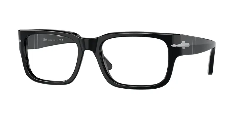 Persol Uomo PO3315V  95 Montature da vista Acetato Nero Trasparente Squadrata Normale