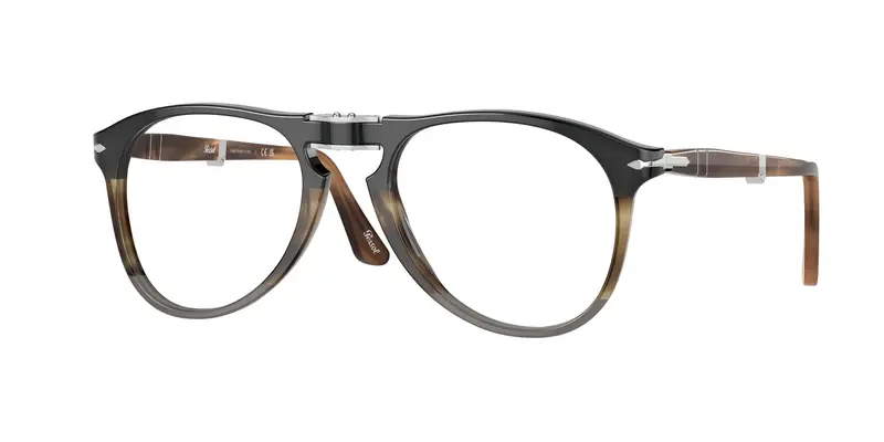 Persol Uomo PO9714VM  1135 Montature da vista Acetato Nero Trasparente Pilot Normale