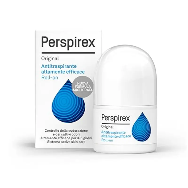 Perspirex Original - Antitraspirante Ascelle Roll-on, Soluzione Efficace Contro la Sudorazione e gli Odori, Senza Profumazione, Formula Dermatologicamente Testata, Ideale per Uso Quotidiano, 20ml