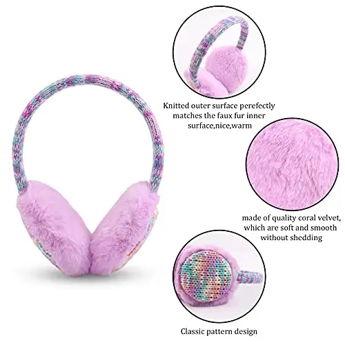 Pesaat Kids Knit Paraorecchie Scaldaorecchie pelosi invernali per esterno per ragazzi e ragazze 3 miniatura 2