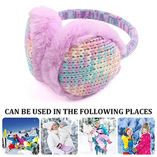 Pesaat Kids Knit Paraorecchie Scaldaorecchie pelosi invernali per esterno per ragazzi e ragazze 3 miniatura 3