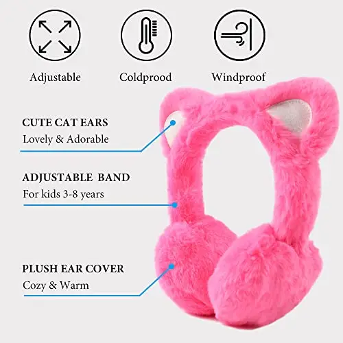 Pesaat Scaldaorecchie invernali per bambini, in morbido peluche, per ragazze, ragazzi, con graziosa spina di gatto miniatura 2