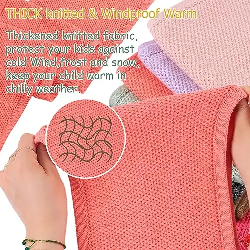 Pesaat Sciarpa a maglia invernale per bambini, calda e solida, per bambini, sciarpe lunghe morbide per ragazzi e miniatura 3