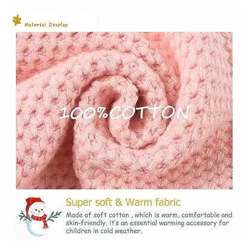 Pesaat Sciarpa invernale per bambini Sciarpa a maglia 100% cotone Caldo Lungo Foulard Ragazze Ragazzi Morbido Bella miniatura 3