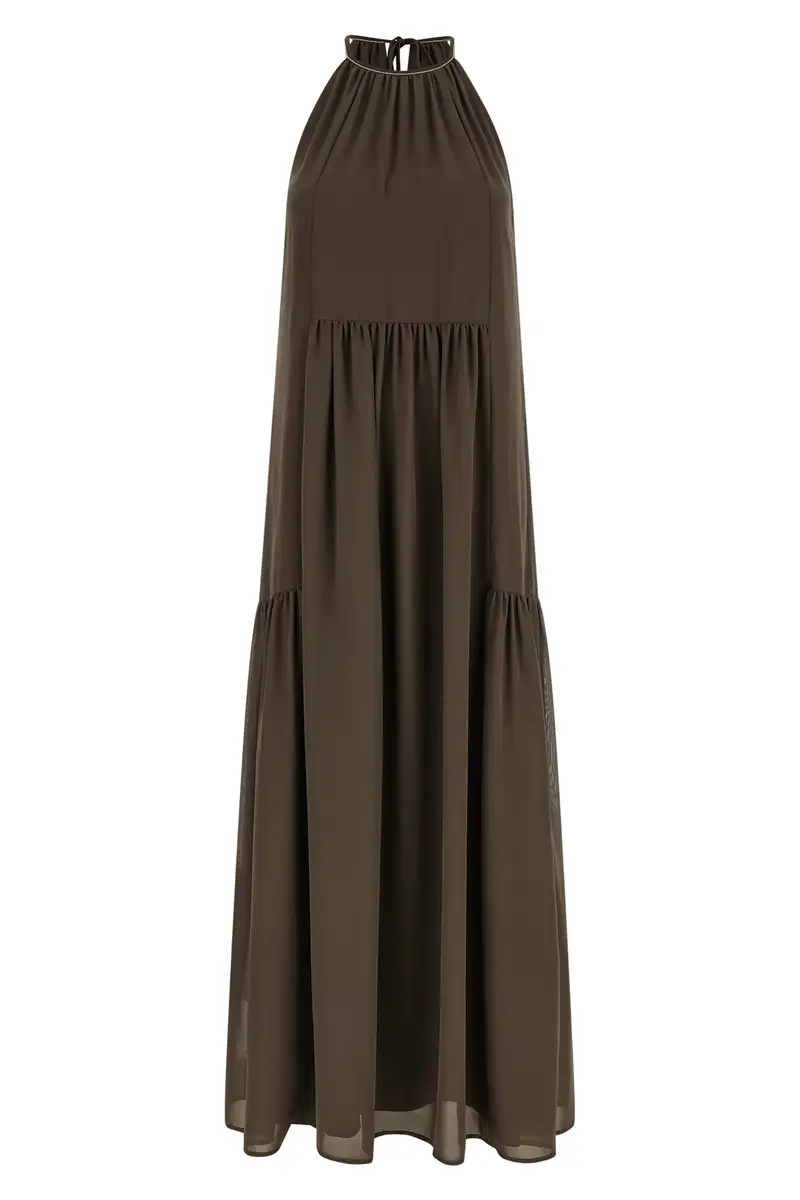 Abito Georgette Punto Luce Marrone