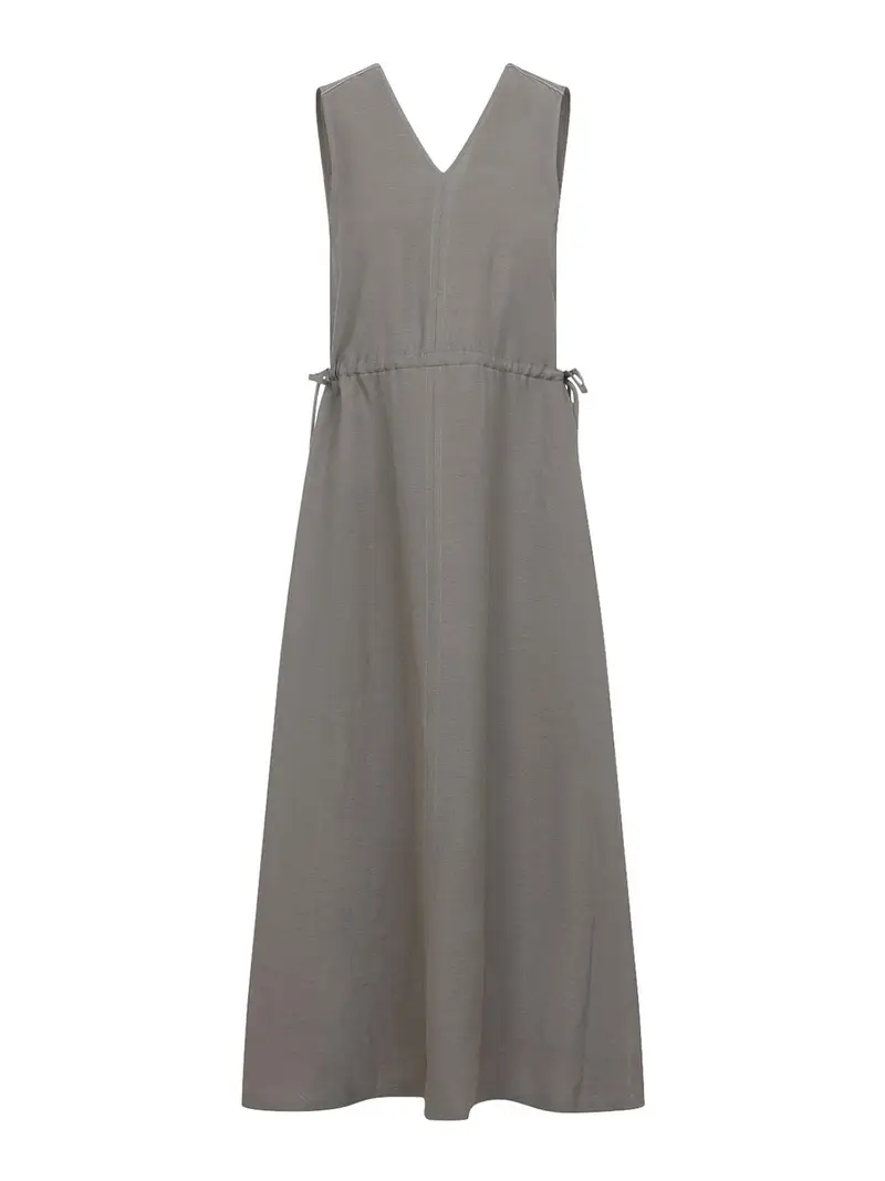 Abito midi in twill Grigio Scuro