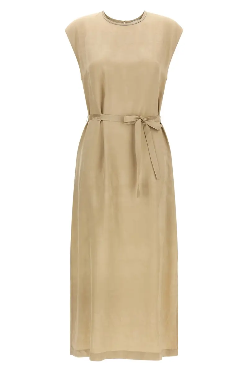 Abito Viscosa Fluida Beige