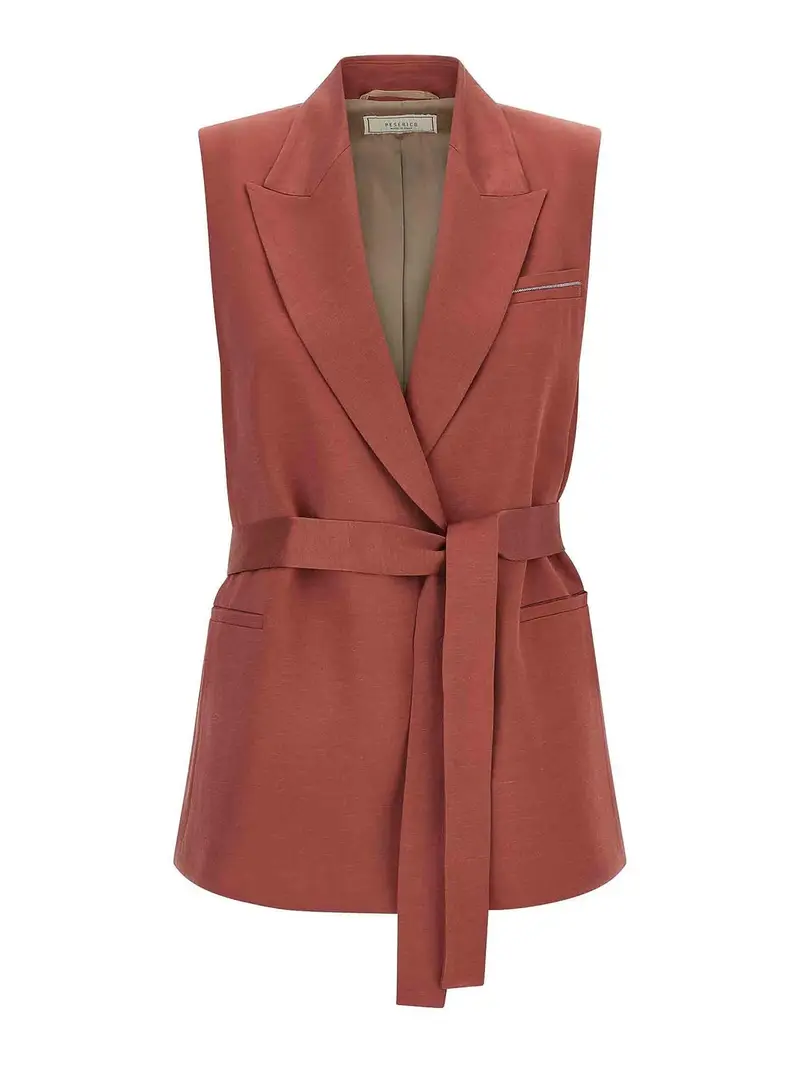 Gilet in viscosa di lino Rosso