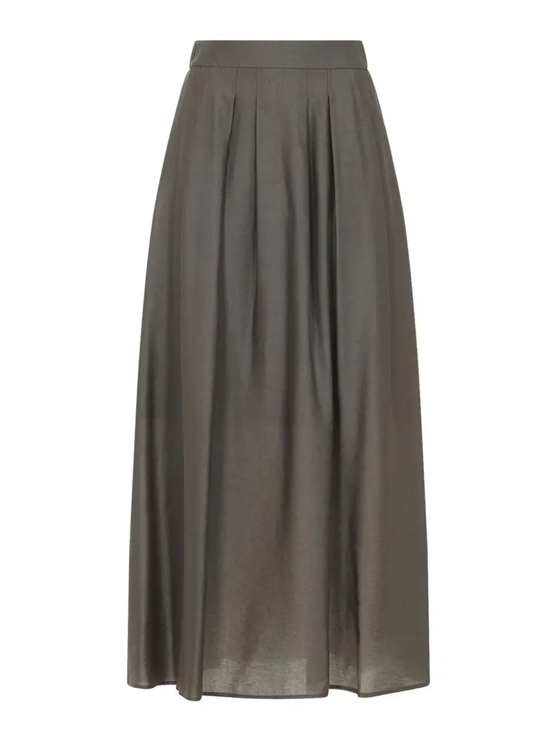 Gonna longuette in lyocell Marrone