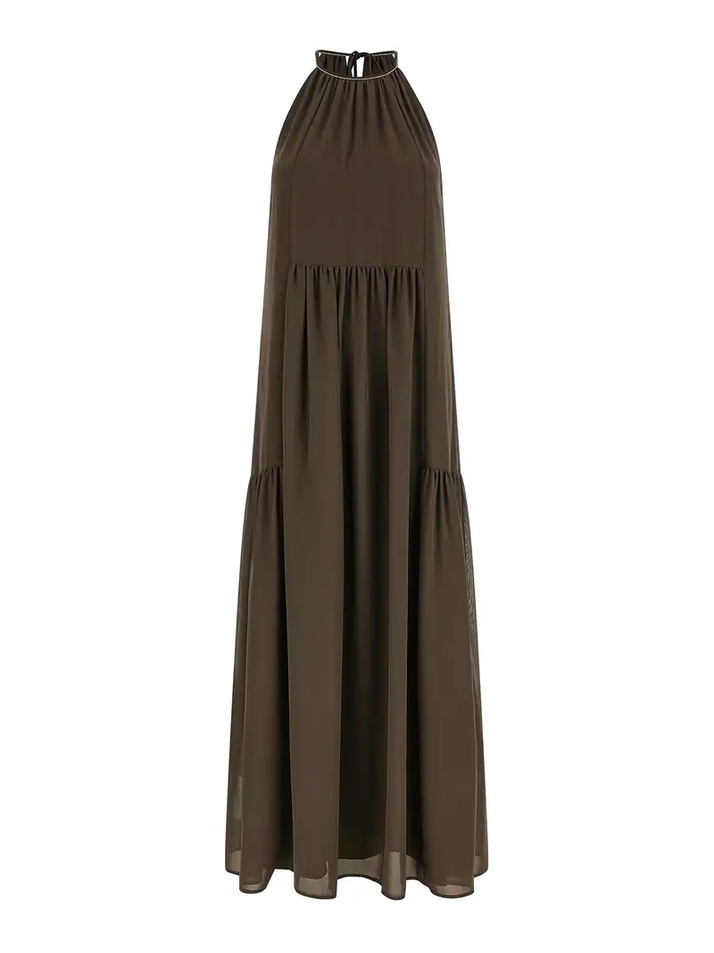 Vestito in georgette Marrone